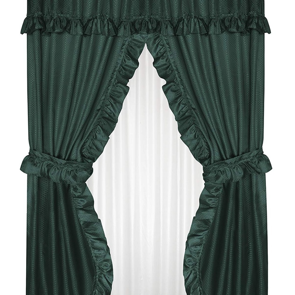 Double Swag Shower Curtain with Valance (Sage)